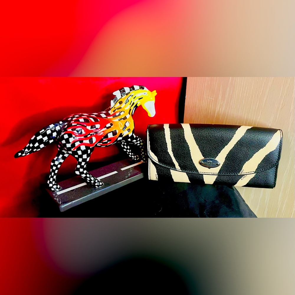 Coach Zebra Black & Cream Slim Envelope Wallet